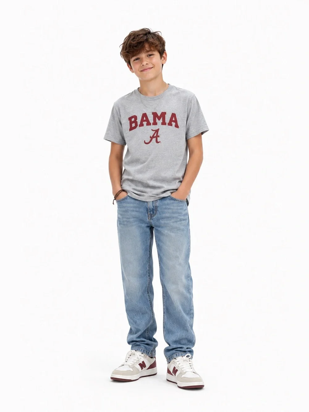 MV Sport Gray and Red BAMA Kids T-Shirt